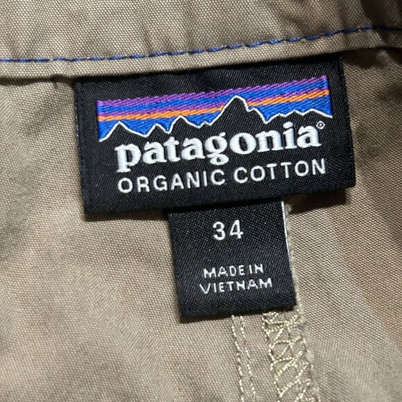 Patagonia Pants 34x31 Lightweight Hiking Straight Leg Organic Cotton Tan READ - Picture 4 of 12